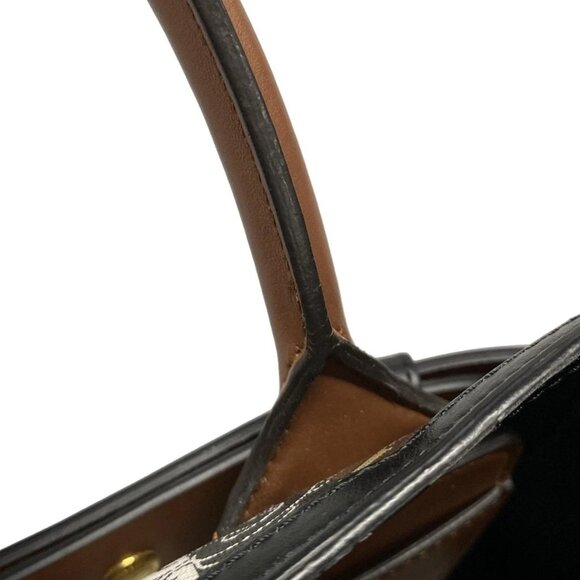 Auth BURBERRY LONDON ENGLAND Canvas Monogram Stripe Belt Tote Beige Dark Brown - Picture 9 of 16